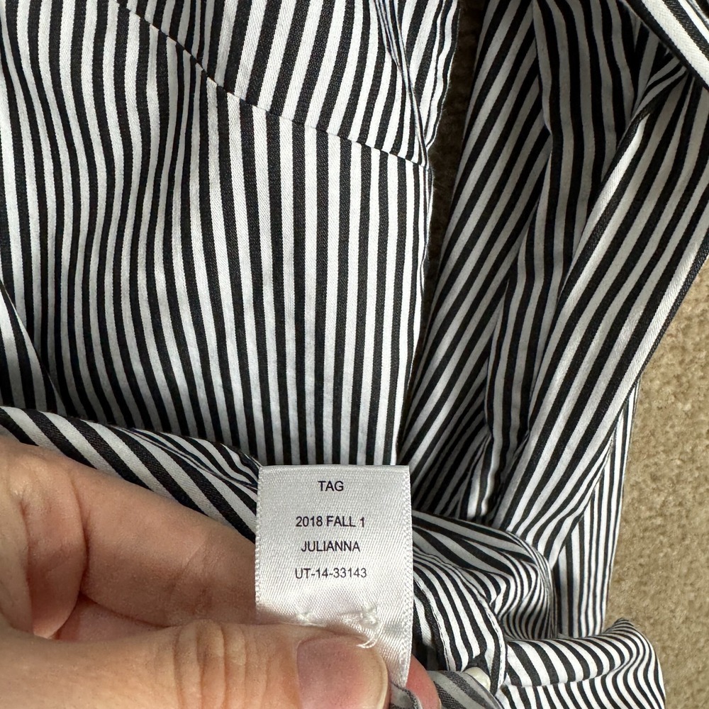 Untuckit Julianna Shirt Women's 12 Black/White‎ Stripe Stretch French Cuff Top - Picture 7 of 10